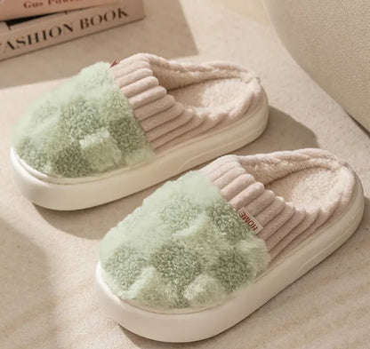 Gemütliche Karierte Plüsch Hausschuhe